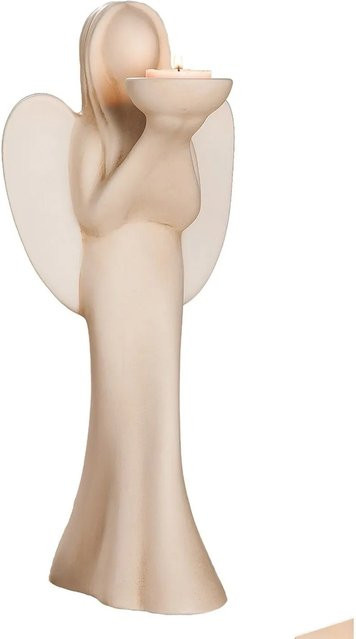Gilde Teelichtleuchter Francis aus Keramik in Creme, Höhe: 36,5 cm, Breite: 16 cm, Tiefe: 19 cm - Bild 1