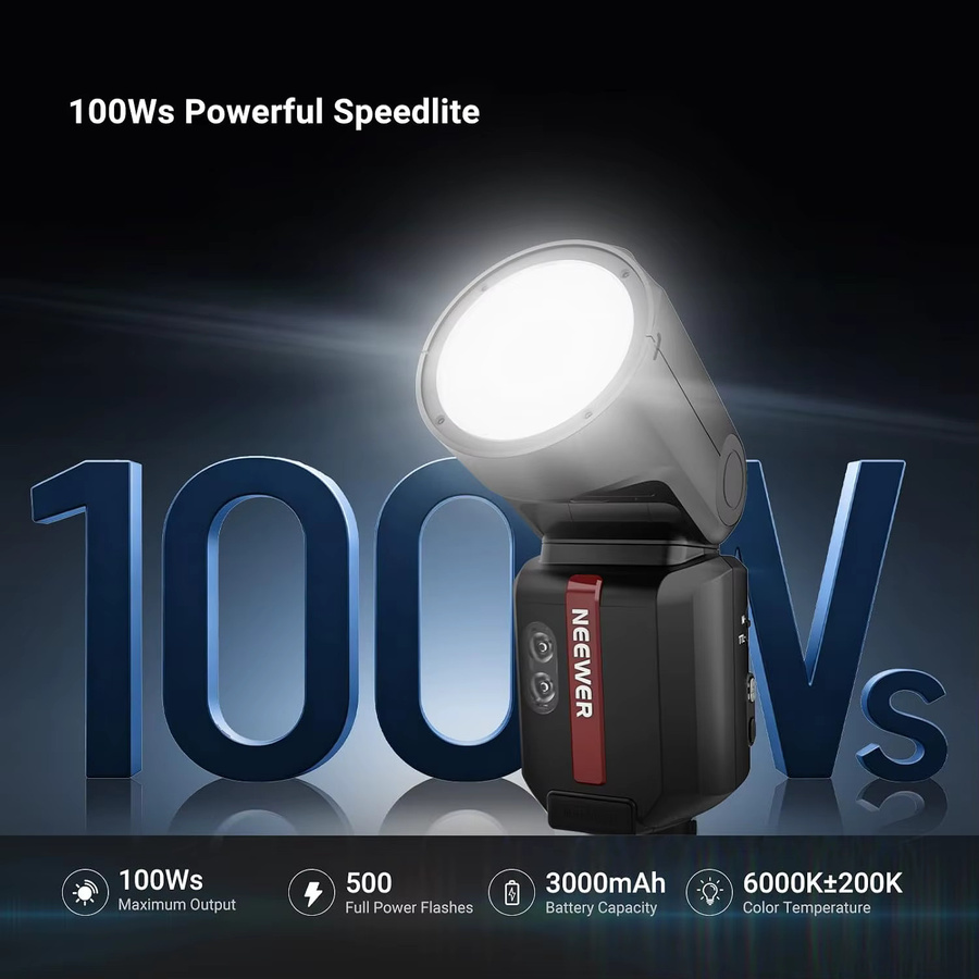NEEWER Z3R 100Ws 2.4G TTL Rundkopf-Blitzgerät für Canon Nikon Sony, Schwarz, 1/8000s HSS mit Touchscreen und Godox-Kompatibilität - Bild 2