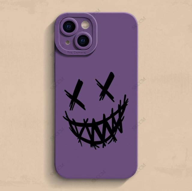 Yiran Handyhülle mit Grinsendem Teufel Design in Lila für iPhone Modelle, matt und stoßfest - Bild 1