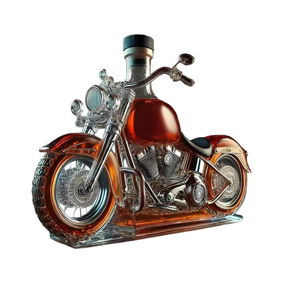 Transparenter Weindekanter aus Glas in Motorrad-Design als Vintage-Glasbelüfter für Whisky und Schnaps - Bild 6