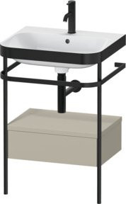 Duravit Möbelwaschtisch-Kombi Happy D.2 Plus in Weiß mit Keramikwaschbecken und 1 Handtuchhalter, B: 57,5 cm, T: 49 cm, H: 85 cm - Bild 1