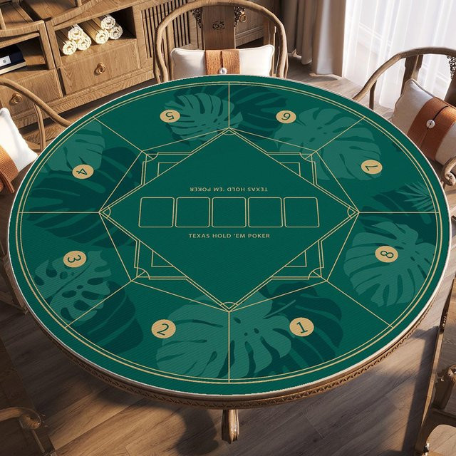 Runde Poker-Tischdecke von HomeHarmony aus grünem Kristall-Samt, fleckenresistent und rutschfest, Durchmesser: 100 cm - Bild 1