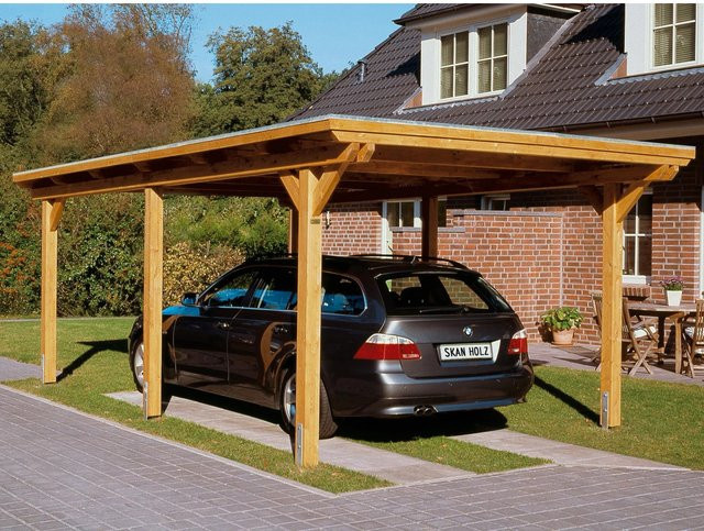 Skan Holz Carport Emsland aus Fichte Leimholz in Beige B/T: 354 x 604 cm, Höhe: 238 cm - Bild 1