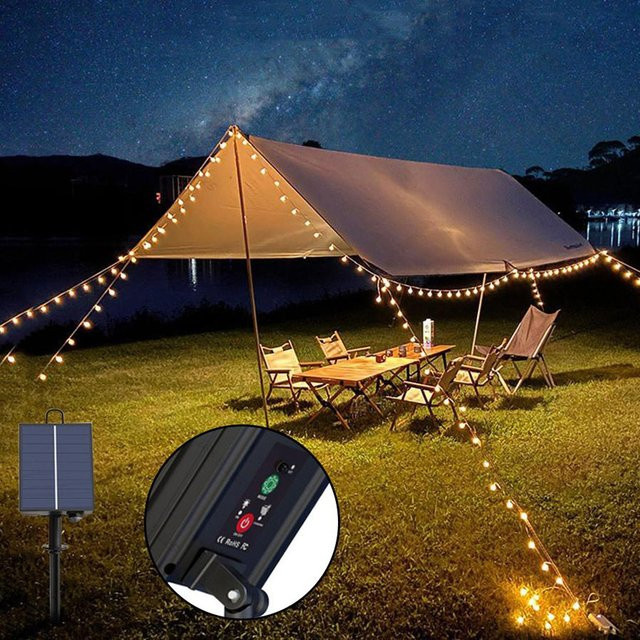 Solarpanel-Controller mit Fernbedienung für LED-Kupferlicht-Lichterketten in Warmweiß - Bild 1