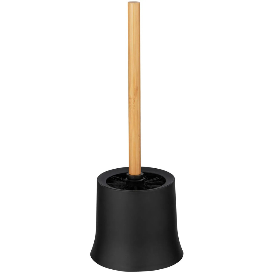 Wenko WC-Garnitur Basic Bambusa WC-Bürstenhalter aus Bambus in Schwarz - Bild 2