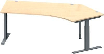 Schäfer Shop Genius Winkelschreibtisch MODENA FLEX mit 135° Winkel rechts, T-Fuß Rechteckrohr, Ahorn/anthrazit, B: 216,5 cm, T: 80 cm, H: 65-85 cm - Bild 1