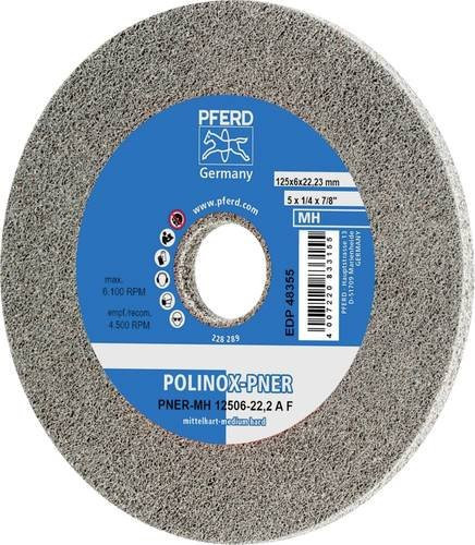 PFERD TOOLS POLINOX verpresstes Vlies-Rad PNER für Finish, Farbe: Grau, Durchmesser: 125 mm, Breite: 6 mm, Bohrung-Ø: 22,23 mm, Körnung: A Fein, Härte: Mittelhart - Bild 1