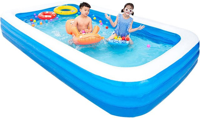 Aufblasbarer Pool für die Familie in Blau-Weiß, übergroßer und verdickter Outdoor-Pool für Garten und Wasserpartys - Bild 1