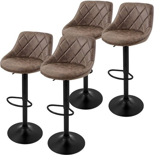 ML-Design Barhocker 4er Set aus Kunstleder in Braun mit Rückenlehne und Fußstütze, höhenverstellbar von 62 bis 82 cm - Bild 1