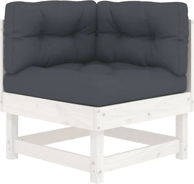 vidaXL Ecksofa in Weiß aus massivem Kiefernholz mit Kissen im rustikalen L-Shape Design - Bild 1