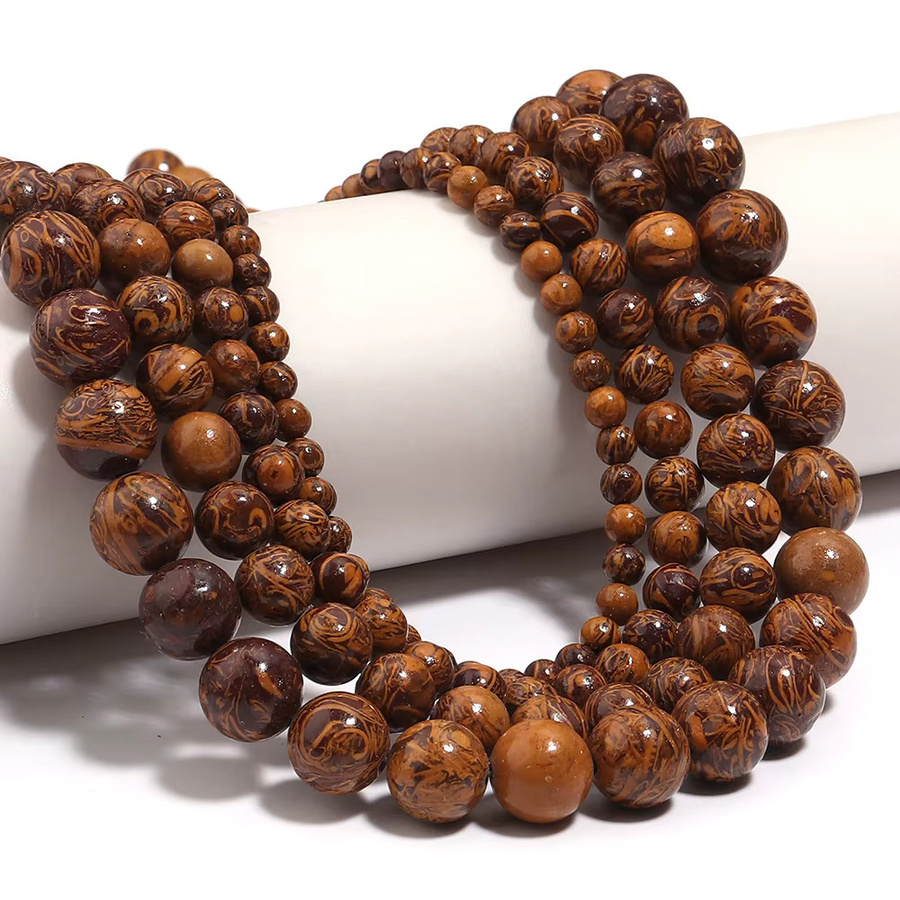 louleur Naturstein Perlen Jade, Goldene Seide, Runde Perlen, Unisex - Bild 6