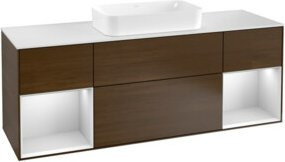 Villeroy & Boch Waschtischunterschrank Finion mit Abdeckplatte in Weiß und Walnussfurnier, B/T/H: 160 x 50,1 x 60 cm - Bild 1