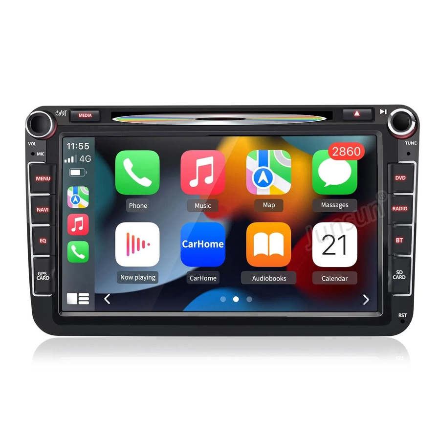 Junsun Autoradio mit Bluetooth, GPS und Wi-Fi für VW Golf 5 6 T5 Polo in Schwarz - Bild 2