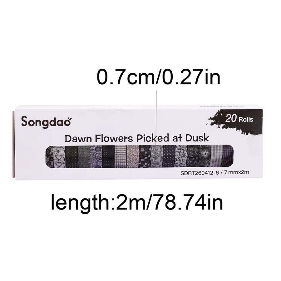 20 Rollen Vintage Blumen Washi-Tape Set in Multicolour mit Karomuster und Gittermuster für Scrapbooking und DIY-Kunsthandwerk - Bild 2