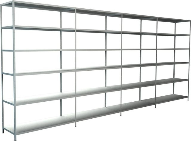 Schulte Steck-Grund- und Anbauregale aus Metall in Weiß, B/H/T: 400 x 230 x 35 cm - Bild 1