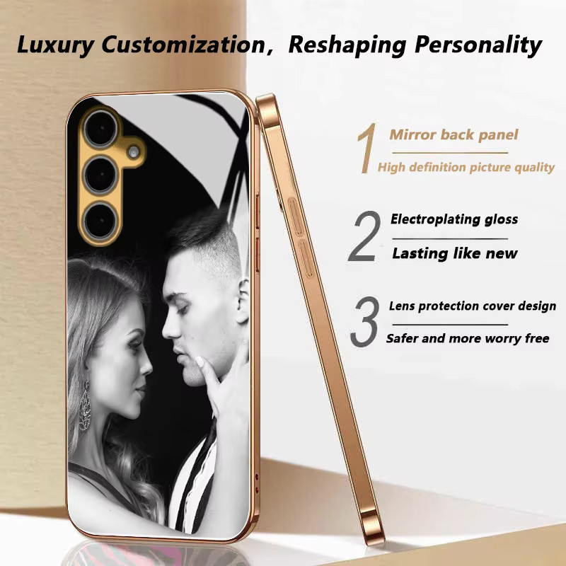 Personalisierte Fotospiegel-Handyhülle aus galvanisiertem Gold für Samsung Galaxy A56 A55 A54 A36 A35 A34 A16 A06 Serien - Bild 2