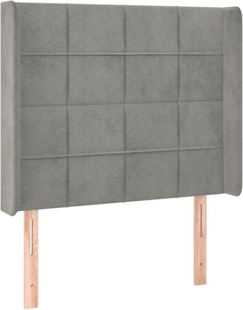 vidaXL LED Kopfteil aus Samt in Hellgrau mit USB-Ladeport und integrierter Beleuchtung, B/T/H: 103 x 16 x 118/128 cm - Bild 1