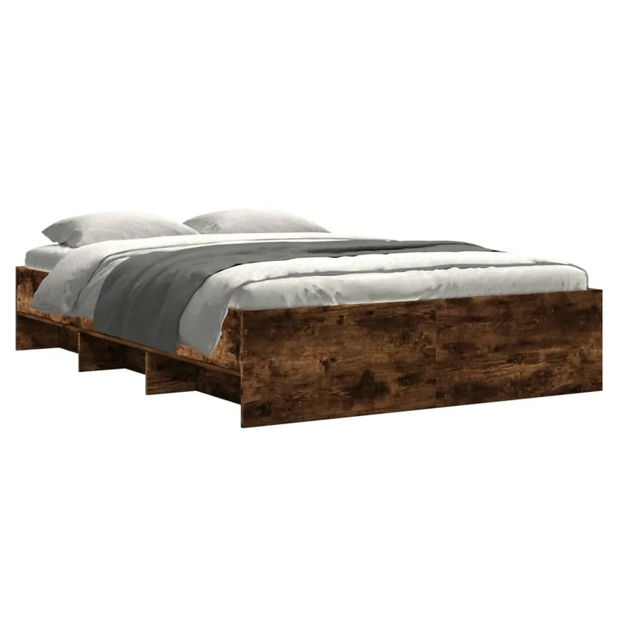 vidaXL Bettgestell aus Holzwerkstoff in Räuchereiche, Farbe Braun, B/T/H: 140 x 200 x 143 cm - Bild 2