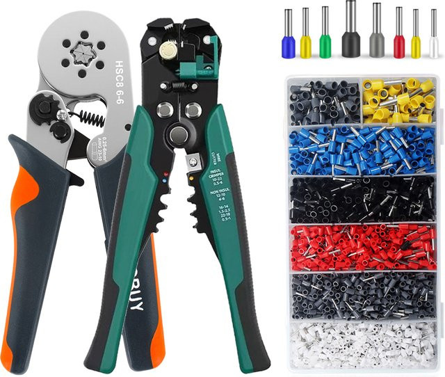 WOZOBUY Abisolierzange und Drahtcrimp-Werkzeugset mit Ratschen-Crimpzange für Elektriker-Reparaturen - Bild 1