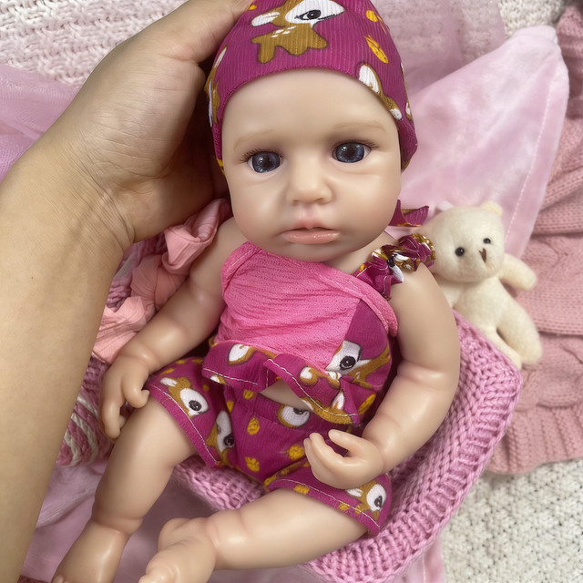 MRB LouLou Awake Reborn Babypuppe aus Vollsilikon, 13 Zoll Mädchenpuppe in Rosa/Pink - Bild 1