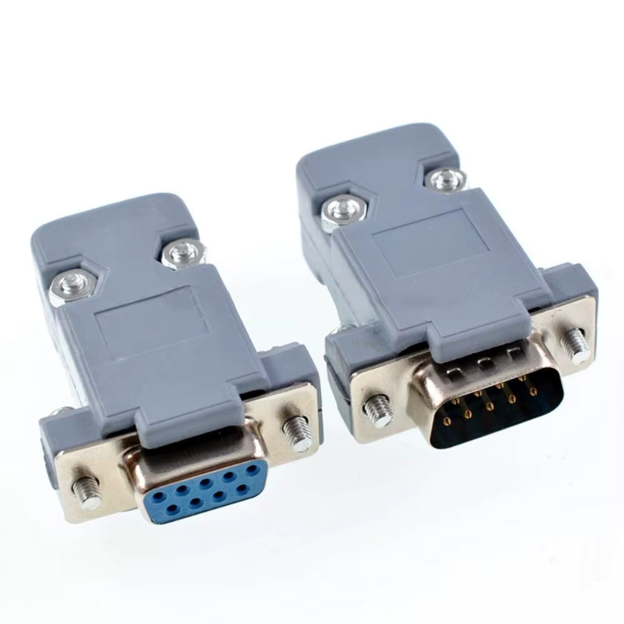 DB9 D-Sub Stecker und Buchsen Adapter Set RS232 COM 9-polig mit Kunststoffgehäuse in Grau - Bild 2