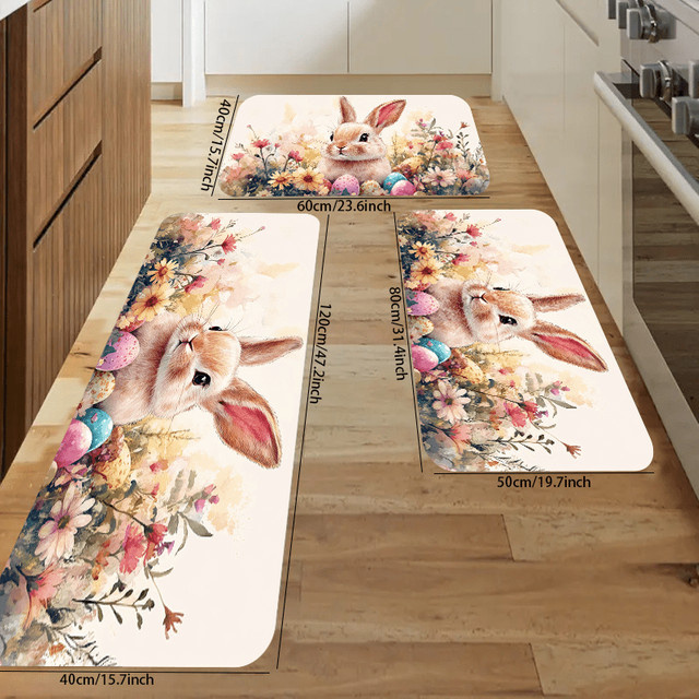 VIKAMA Osterhase-Eier-Teppich, bunt, rechteckig, maschinenwaschbar - Bild 1