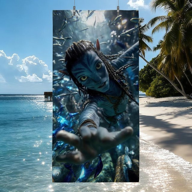 Schnelltrocknendes Avatar Handtuch für Strand, Schwimmbad und Fitness, Mehrfarbig, B: 40 cm, H: 60 cm - Bild 1