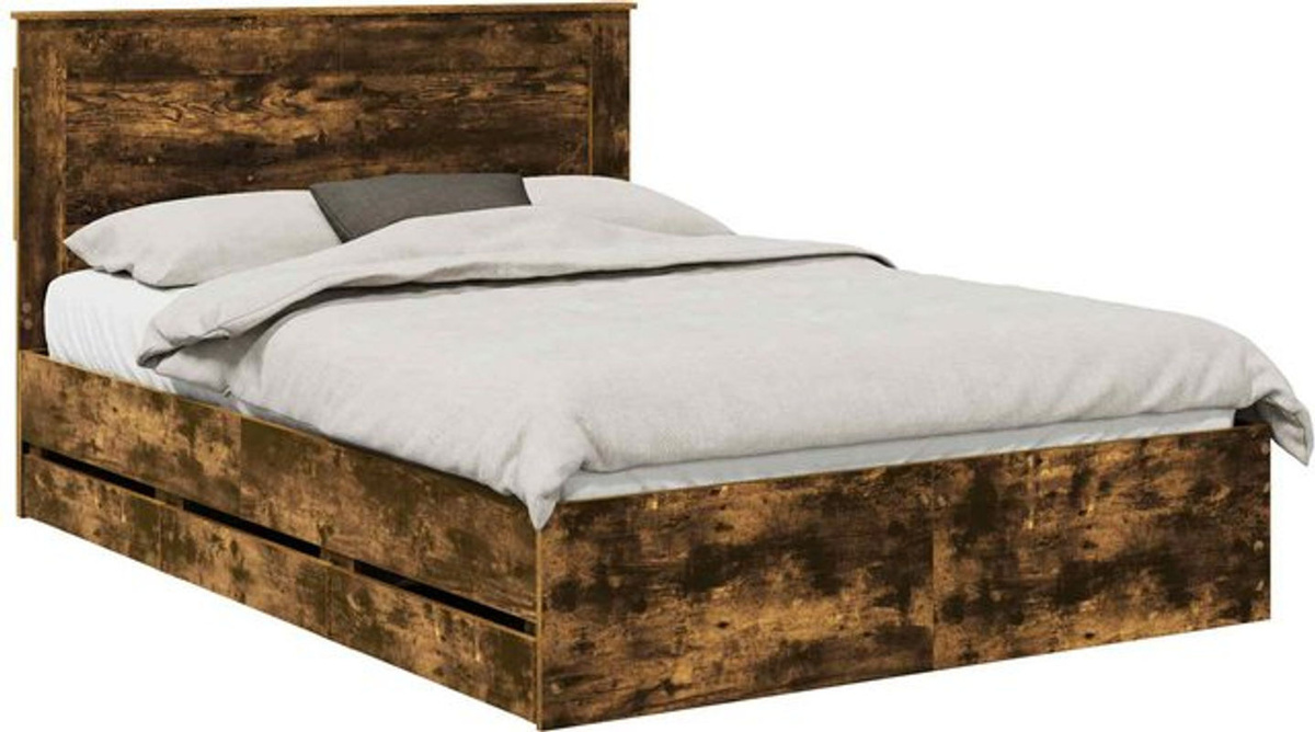 Bettrahmen Funktionsbett aus geräuchertem Eichenholz in Braun von vidaXL, B/T/H: 140 x 200 cm - Bild 1