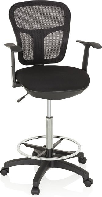 hjh OFFICE Counterstuhl TOP WORK 108 in Schwarz mit Armlehnen, Stoff und Netzstoff - Bild 1