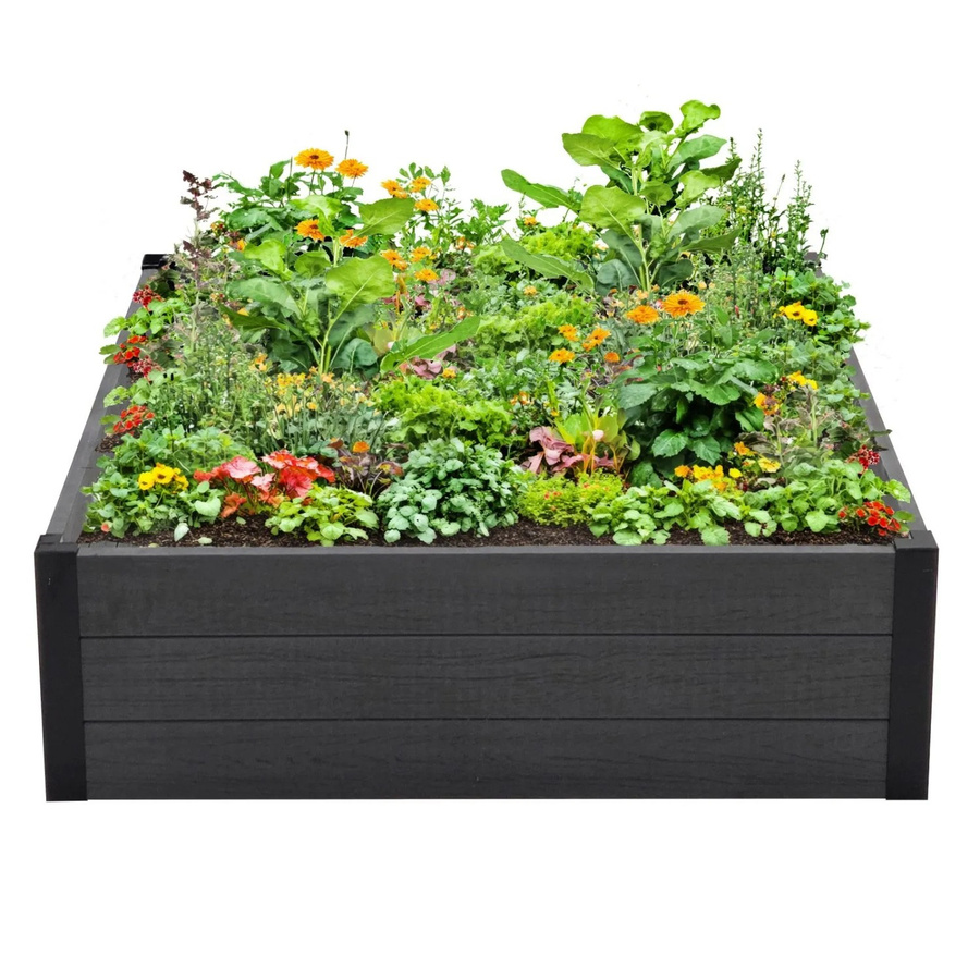 TRUTZHOLM Hochbeet Beeteinfassung mit Wühlmausgitter in Anthrazit, B/T/H: 100 x 100 x 28,5 cm - Bild 2