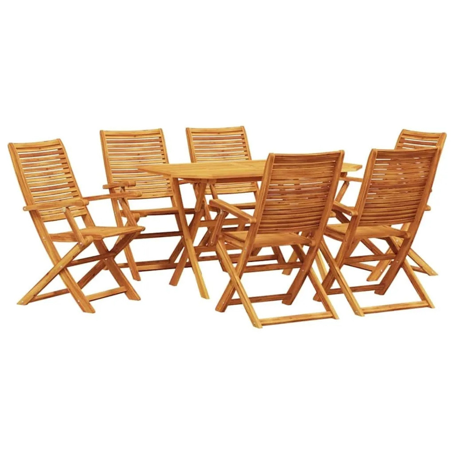 vidaXL Garten Essgruppe aus Massivholz Akazie, 7-teilig, Braun - Bild 2