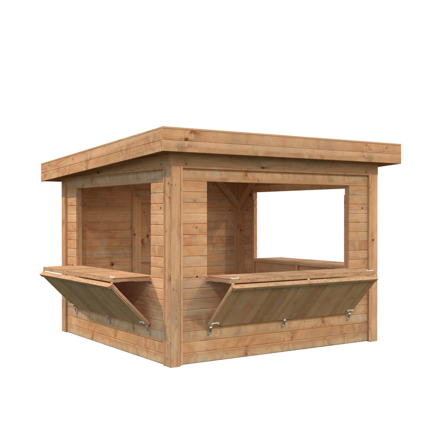 Palmako Marktstand Lenna Set 306 aus massivem Fichtenholz, Braun, B/T/H: 300 x 300 x 245 cm - Bild 2