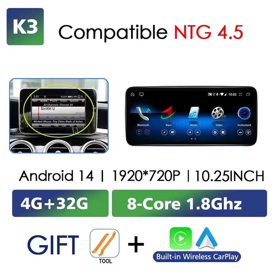 Nunoo Android 14 Autoradio mit Wireless CarPlay und GPS für Mercedes Benz B-Klasse W246 2011-2019 in Schwarz - Bild 5