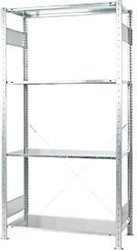 Schulte Lagertechnik Steckregal Grundregal aus verzinktem Stahl in Silber, 4 Fachböden, B: 100 cm, T: 60 cm, H: 200 cm - Bild 1
