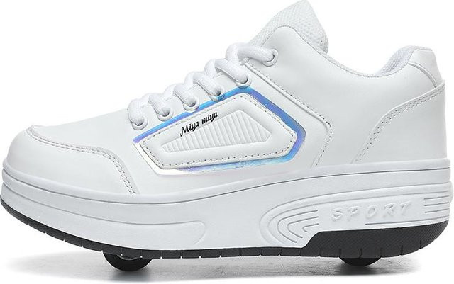 FANQISON Rollschuhschuhe Kinder Sneakers mit Rollen, weiß, Größe 39 - Bild 1