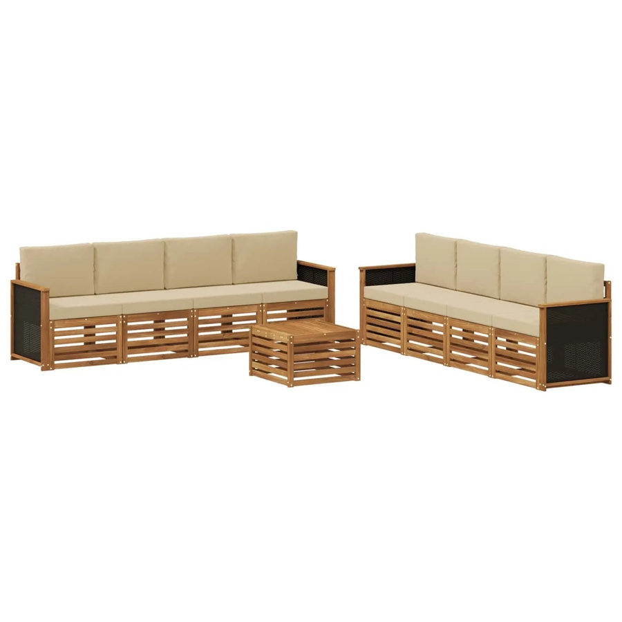 vidaXL Sofagarnitur aus Massivholz Akazie mit 9 Kissen in Natur-Beige - Bild 2