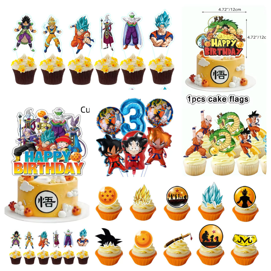 Dragon Ball Geburtstagsparty Dekoration Set mit Banner, Luftballons und Tortendekoration in Mehrfarbig - Bild 5