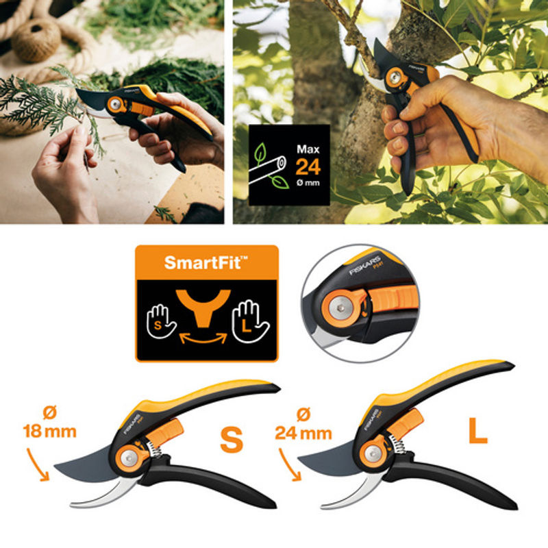 Fiskars Plus SmartFit P541 Bypass-Gartenschere in Schwarz-Orange mit FiberComp- und Stahlkomponenten - Bild 4