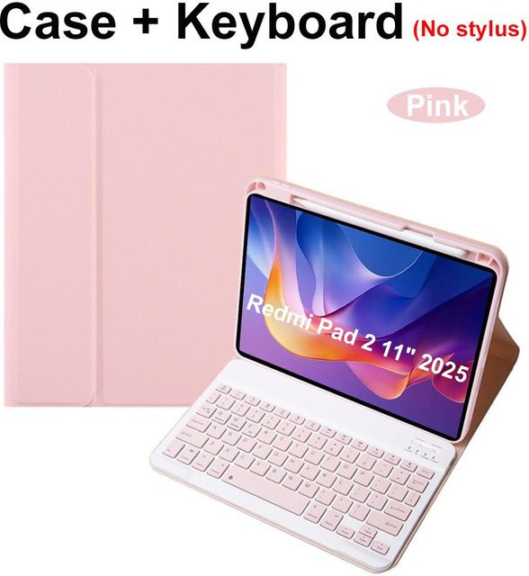 Xiaomi Bluetooth-Tastaturhülle für Redmi Pad 2 11 Zoll in Pink mit magnetischem Schutz und englischem Layout - Bild 1