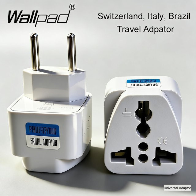 Universeller Reiseadapter Wallpad 3-polig von EU, Euro, AU, US und UK nach Brasilien und Italien in Weiß - Bild 1