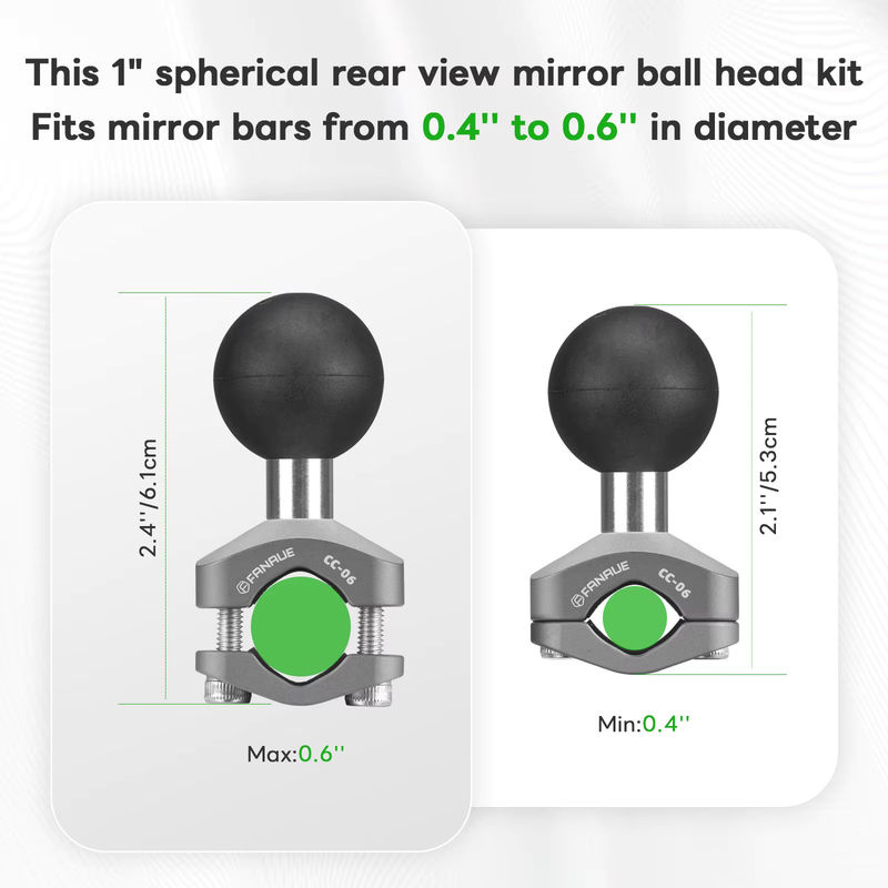FANAUE Rückspiegelhalterung aus Aluminiumlegierung mit Kugelkopf-Basis für Handy und Sportkameras - Bild 5