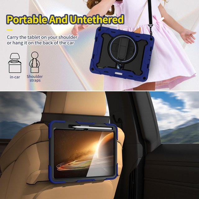 Robuste Armor-Hülle für OnePlus Pad 11,61 Zoll 2023 in Blau mit 360 Grad Drehung, Handschlaufe und verstellbarem Ständer - Bild 1