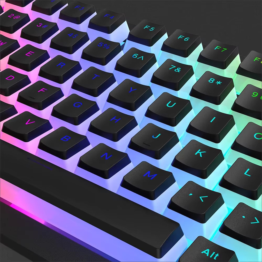 Pudding Keycaps Set für mechanische RGB Tastaturen aus PBT Double Shot Material, 129 Tasten, Farben: Pink und Schwarz - Bild 2