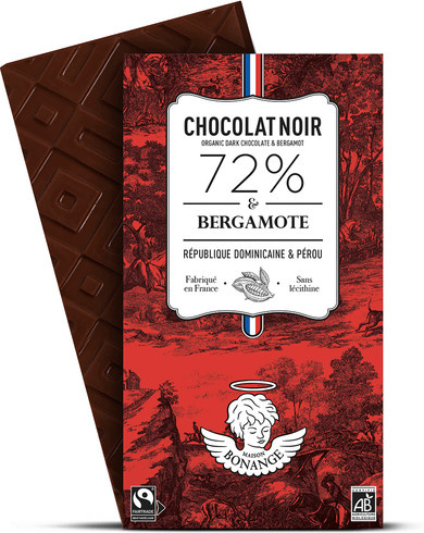 Maison Bonange Bio-Edelbitterschokolade Bergamotte 80 g - Bild 1