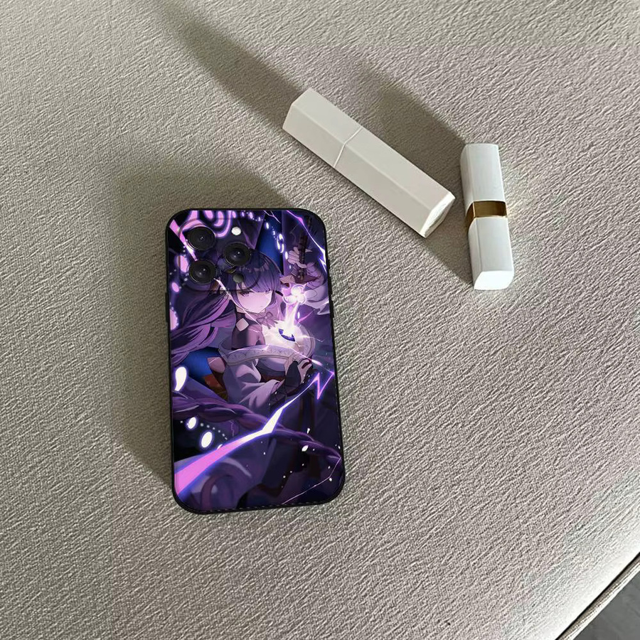 Raiden Shogun Genshin Impact Handyhülle für iPhone, Schwarze Weiche Schutzhülle - Bild 5