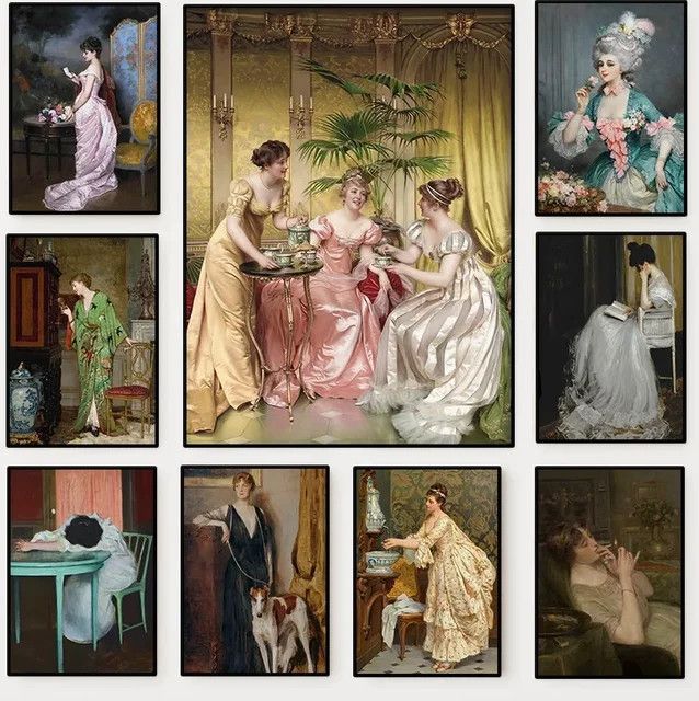 Renaissance Frauen Porträt Poster Potdemiel Vintage viktorianische Leinwand Malerei als Wandkunst für dein Wohnzimmer - Bild 1