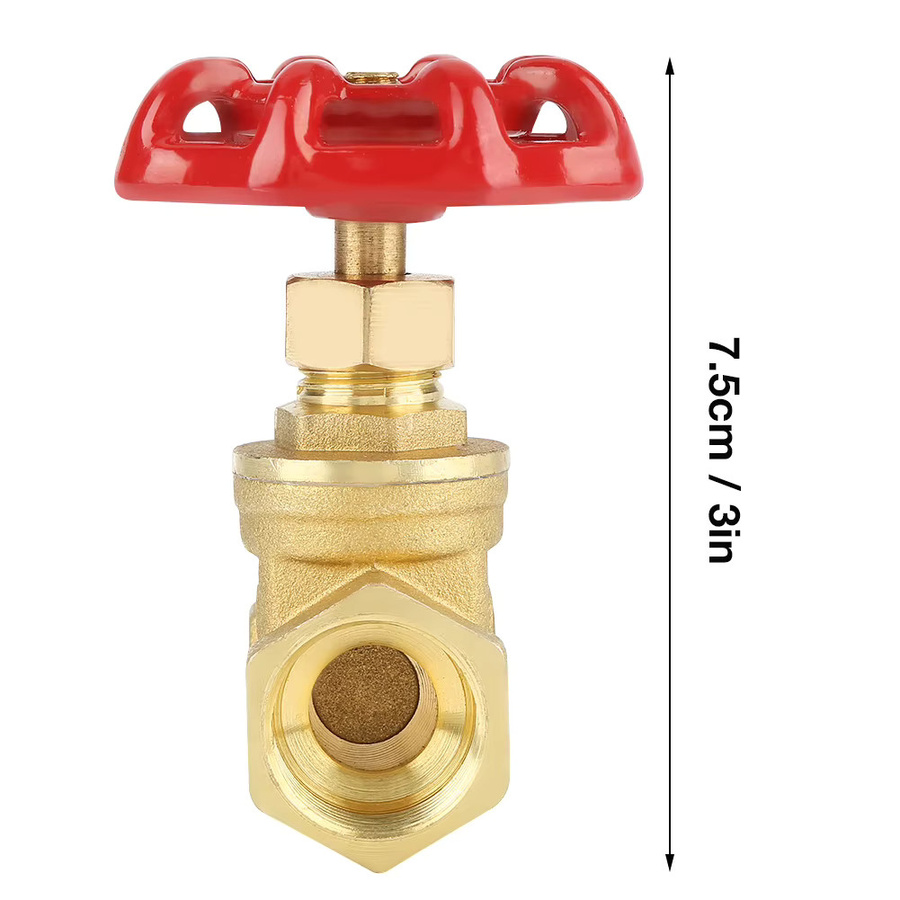 Messing Absperrschieber DN15 mit BSPP G1/2 Anschluss in gebürsteter Messing-Optik für Wasser, Öl und Gas - Bild 3