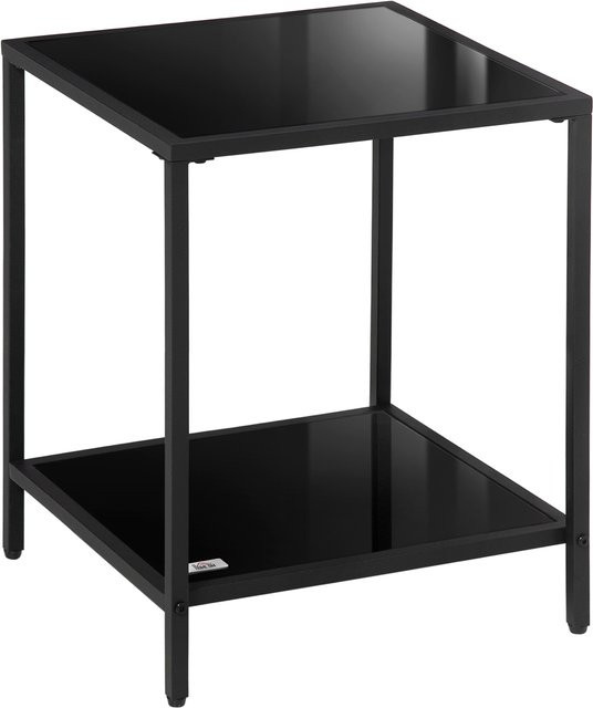 HOMCOM Beistelltisch mit 2 Ebenen aus Hartglas und Stahl in Schwarz, B/T/H: 40 x 40 x 50 cm - Bild 1