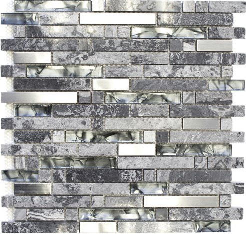 HuH Mosaik Mosaikfliese Dream Wandbelag in Grau mit Steinoptik und Glanz-Effekt, Breite: 30 cm, Länge: 30 cm - Bild 1