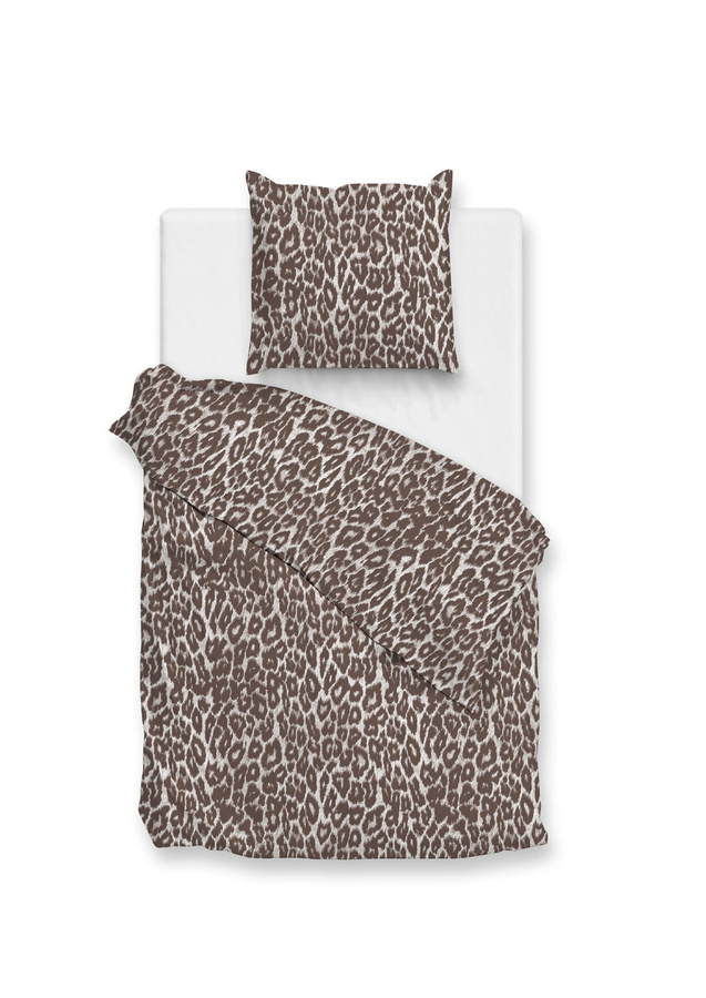 Zo! Home Flanell Bettwäsche Lucia Leo Leopard Tierfellmuster in Natural Brown, B/H: 155 x 220 cm mit Kissenbezug 80 x 80 cm - Bild 1